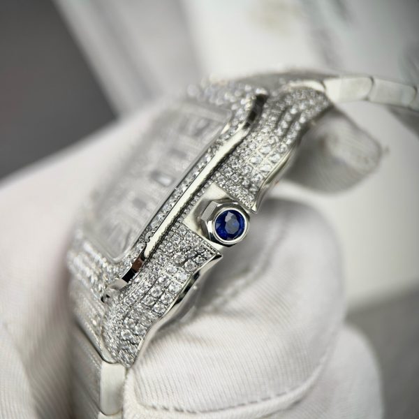 Cartier Santos Full Diamonds Swarovski Replica Watches (1)