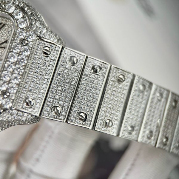 Cartier Santos Full Diamonds Swarovski Replica Watches (1)