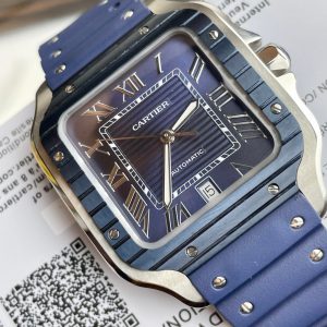 Cartier Santos Replica Watches Blue Rubber Strap BV Factory (9)