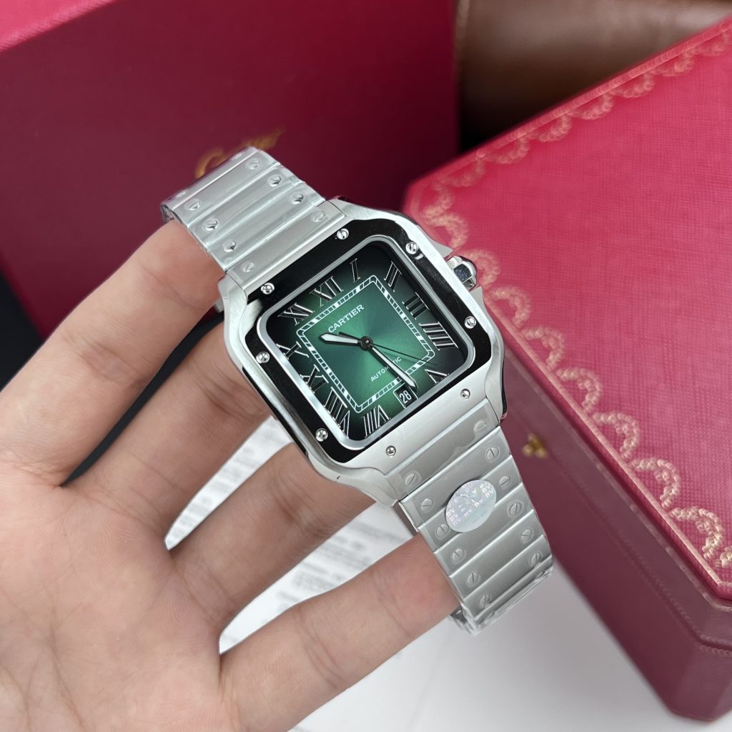 Cartier Santos WSSA0062 Replica Watches Best Quality Green Dial BV Factory (7)