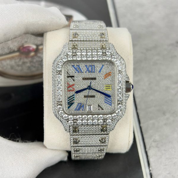 Cartier Santos de Cartier Diamonds Swarovski Replica Watches (1)