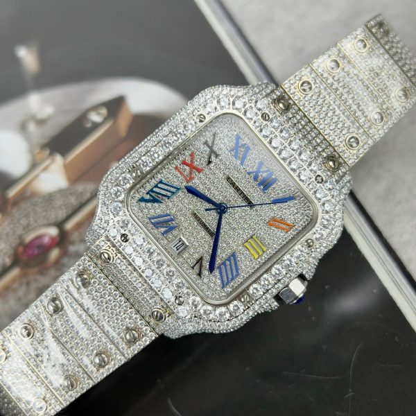 Cartier Santos de Cartier Diamonds Swarovski Replica Watches (1)