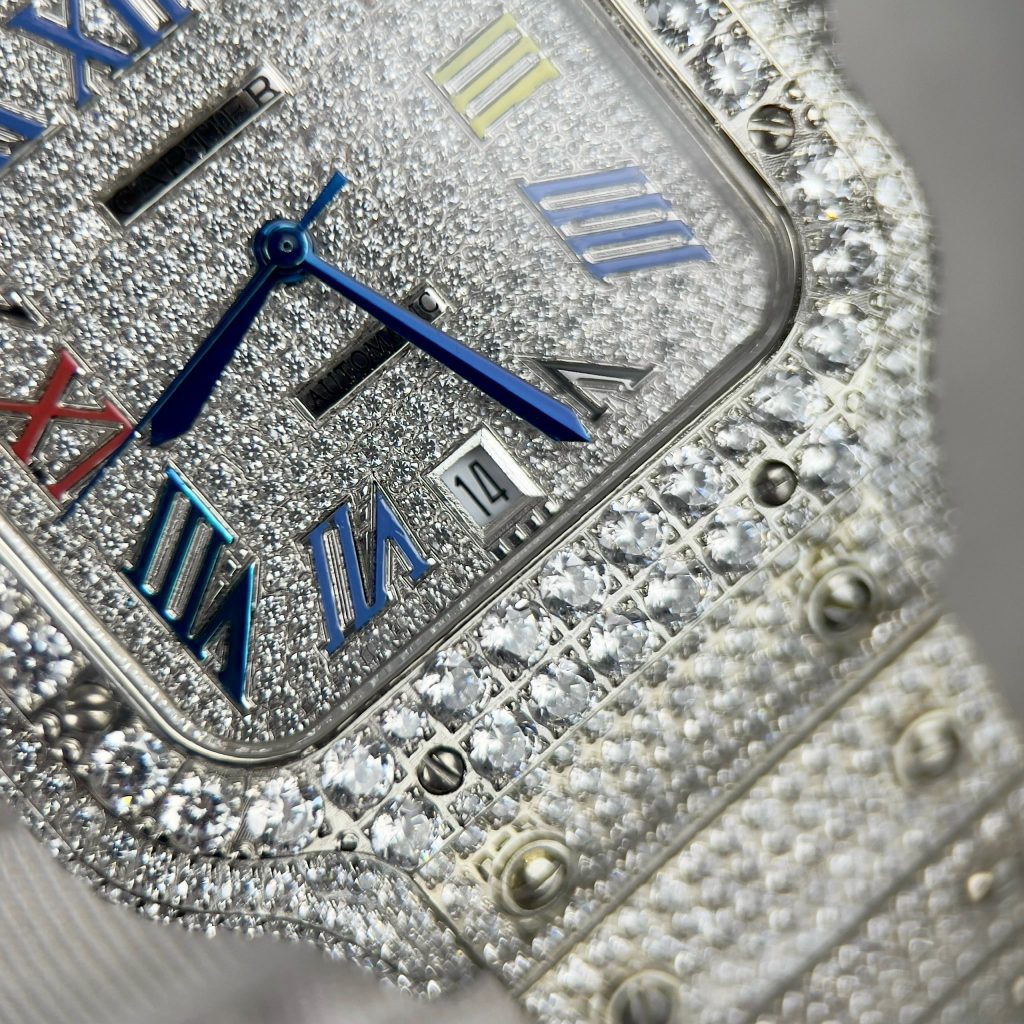 Cartier Santos de Cartier Diamonds Swarovski Replica Watches (1)