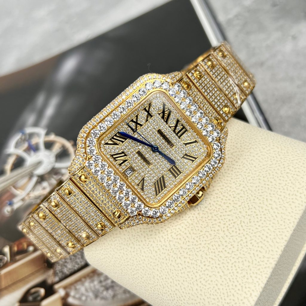 Cartier Santos de Cartier Full Diamonds Replica Watches (1)