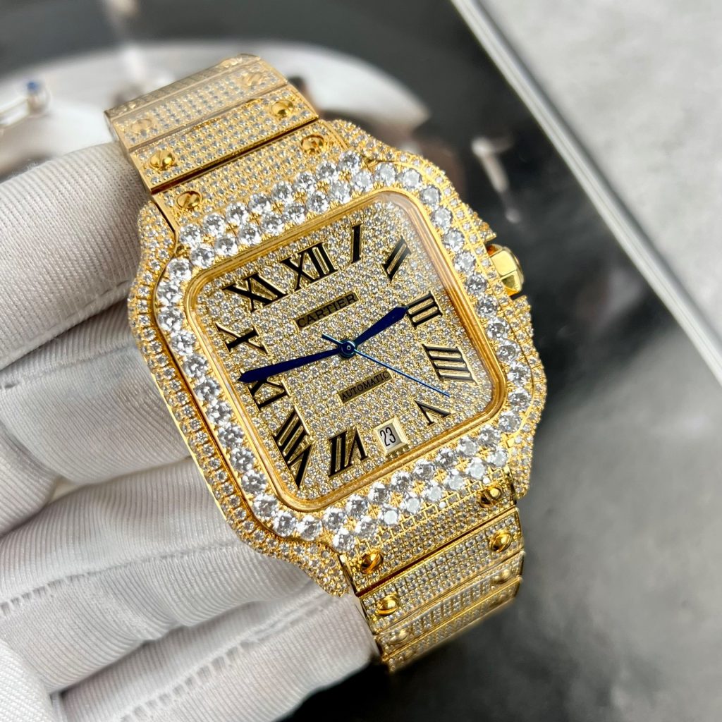 Cartier Santos de Cartier Full Diamonds Replica Watches (1)