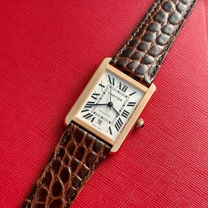 Cartier Tank W5200026 Replica Watches Rose Gold Brown Leather 31x41mm (1)