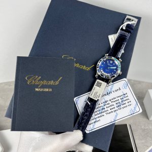 Chopard Automatic Replica Watches Diamonds Blue Leather 36mm (3)