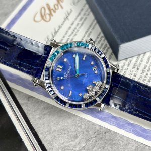 Chopard Automatic Replica Watches Diamonds Blue Leather 36mm (3)