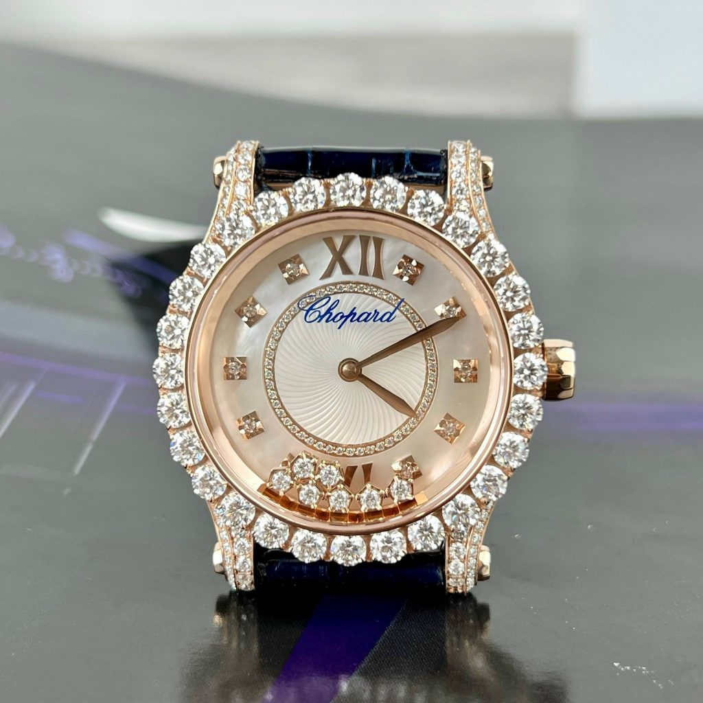 Chopard Replica Watches 18K Rose Gold Wrapped Custom Moissanite Diamonds 34mm (2)