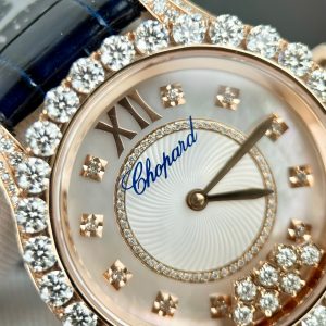 Chopard Replica Watches 18K Rose Gold Wrapped Custom Moissanite Diamonds 34mm (2)