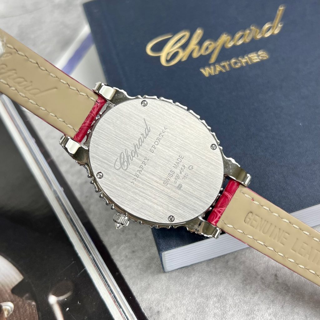 Chopard Replica Watches Custom Moissanite Diamonds Red Leather 34mm (1)