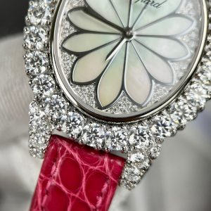 Chopard Replica Watches Custom Moissanite Diamonds Red Leather 34mm (1)