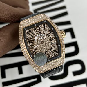 Franck Muller V32 Full Diamonds Replica Watches Rose Gold ABF 45mm (1)