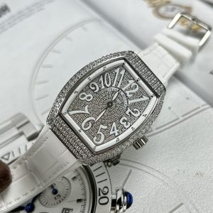 Franck Muller V32 Full Diamonds Replica Watches White ABF 45mm (1)