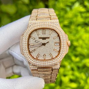 Patek Philippe Nautilus 5719 Replica Watches Full Diamonds Rose 40mm (10)