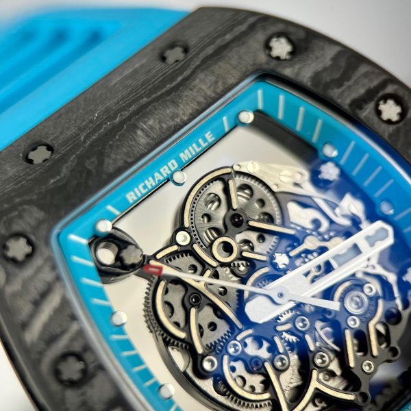 Richard Mille RM055 Replica Watches Best Quality Rubber Blue BBR 45mm (3)