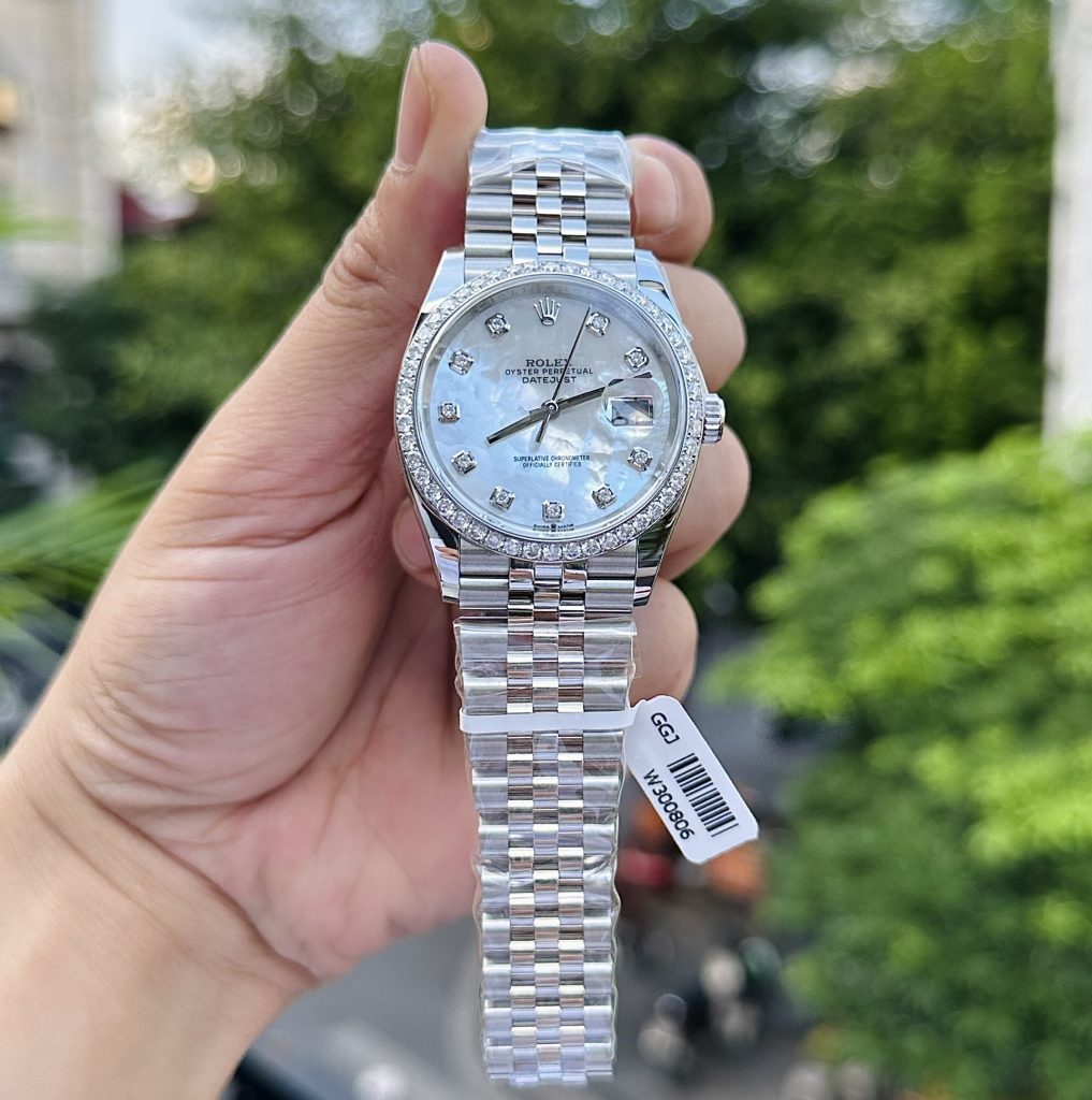 Rolex DateJust 126234 Custom Moissanite Diamonds Mother Of Pearl 36mm (4)