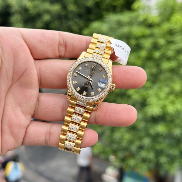 Rolex DateJust 18K Gold Wrapped Custom Moissanite Diamonds Women's 31mm (2)