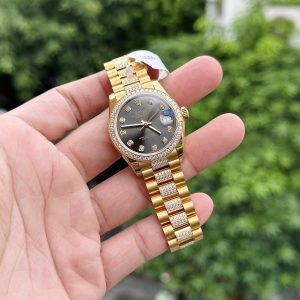 Rolex DateJust 18K Gold Wrapped Custom Moissanite Diamonds Women's 31mm (2)