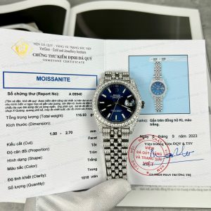 Rolex DateJust Custom Moissanite Diamonds Replica Watches Blue Dial 41mm (1)