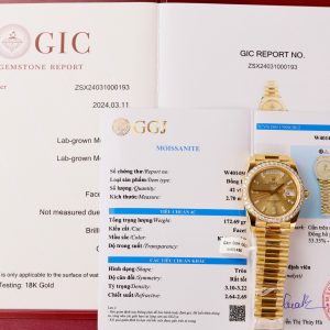 Rolex Day-Date 228235 18K Gold Wrapped and Moissanite Replica Watches GM 40mm (10)