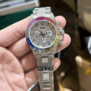 Rolex Daytona Rainbow Full Diamonds Fake Watches 40mm (5)