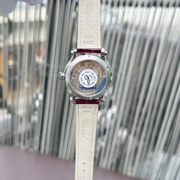 Chopard Happy Sport Replica Watches Purple Leather 36mm (2)