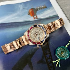 Rolex GMT-Master II 126755 SARU 18K Gold Wrapped Custom Moissanite Sapphire 41mm (3)