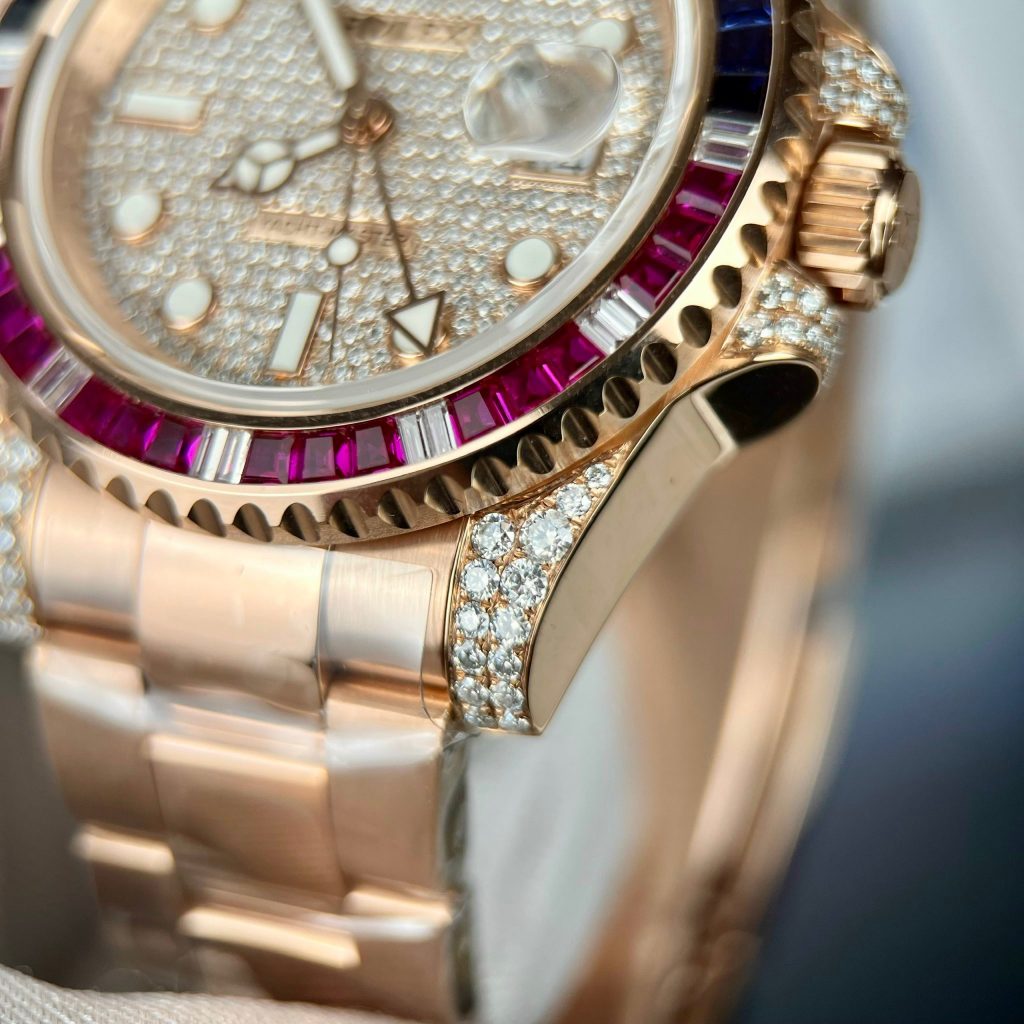 Rolex GMT-Master II 126755 SARU 18K Gold Wrapped Custom Moissanite Sapphire 41mm (3)