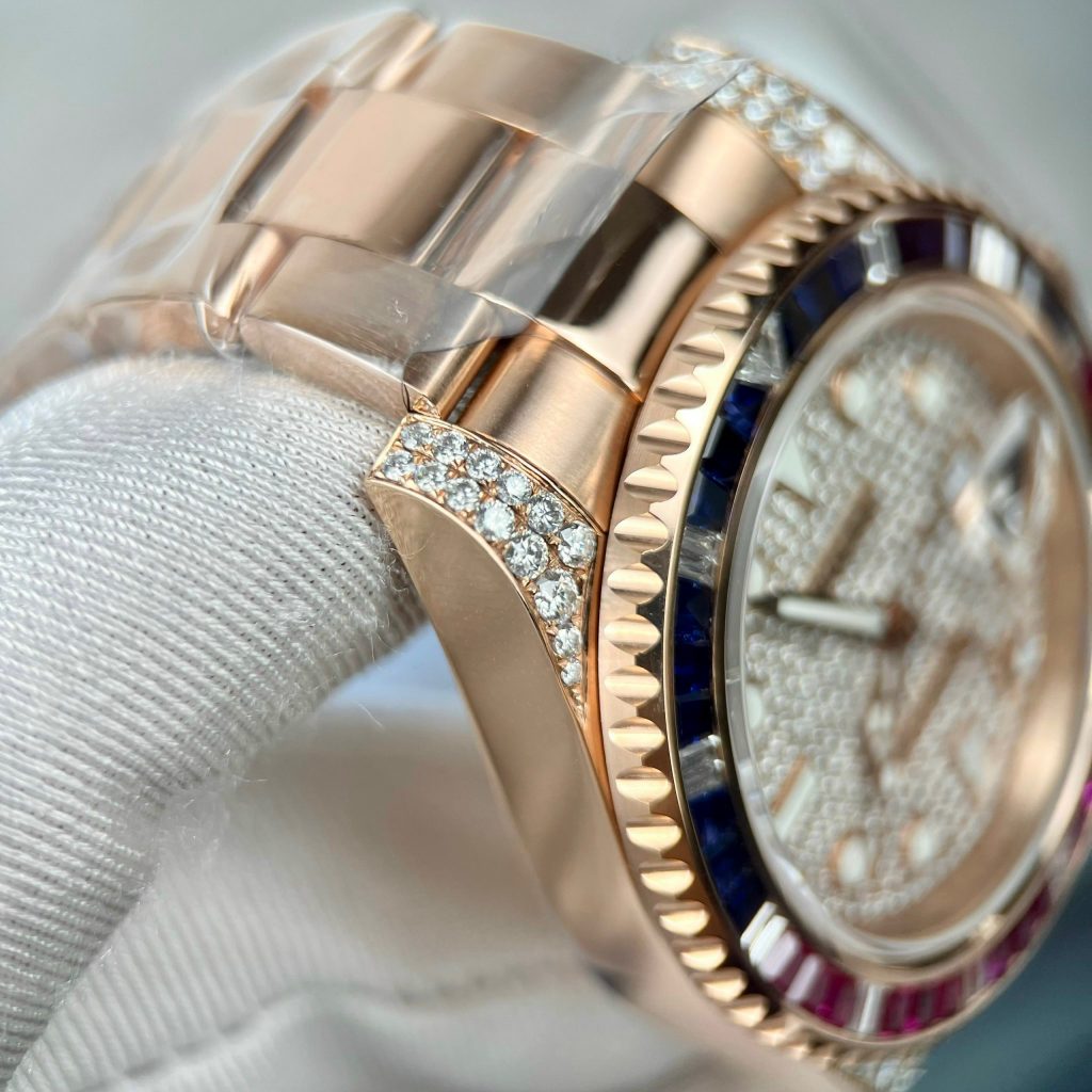 Rolex GMT-Master II 126755 SARU 18K Gold Wrapped Custom Moissanite Sapphire 41mm (3)