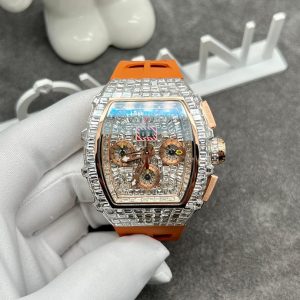 Richard Mille RM011 Rose Gold 18K and CVD Diamonds Replica Watches 44mm (1)