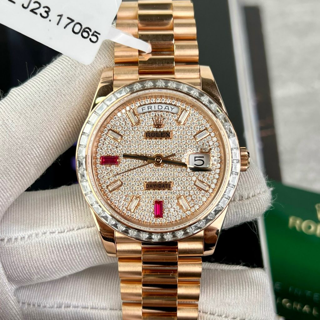 Rolex Day-Date 18K Rose Gold Wrapped Custom Moissanite GM Factory 40mm (1)