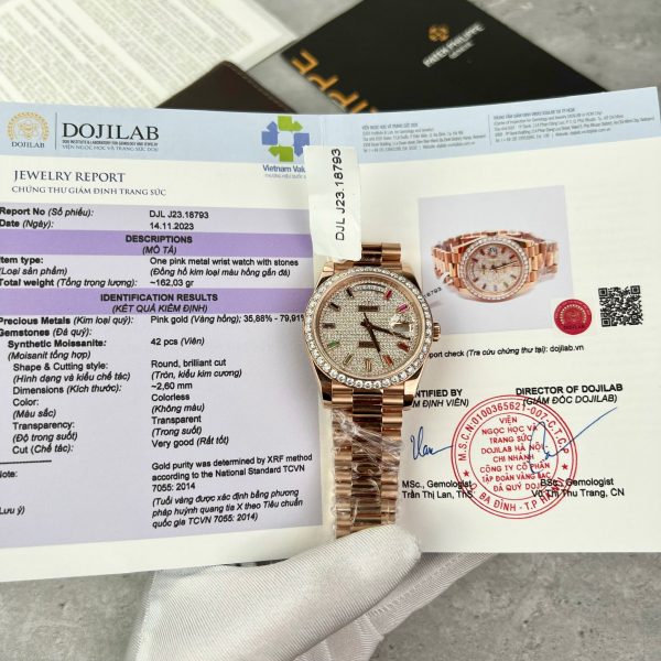 Rolex Day-Date Custom Moissanite Diamonds 18K Rose Gold Wrapped GM Factory 40mm (7)