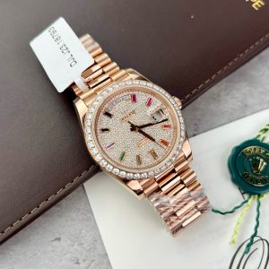 Rolex Day-Date Custom Moissanite Diamonds 18K Rose Gold Wrapped GM Factory 40mm (7)