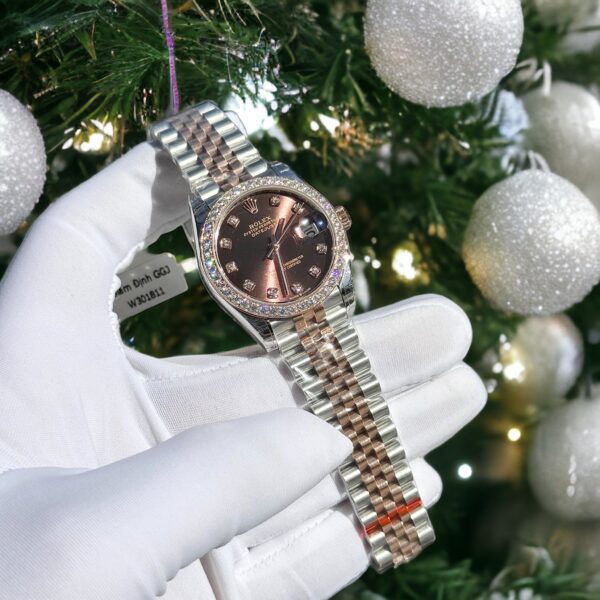 Rolex DateJust Moissanite Diamonds Bezel Chocolate Dial 31mm (3)