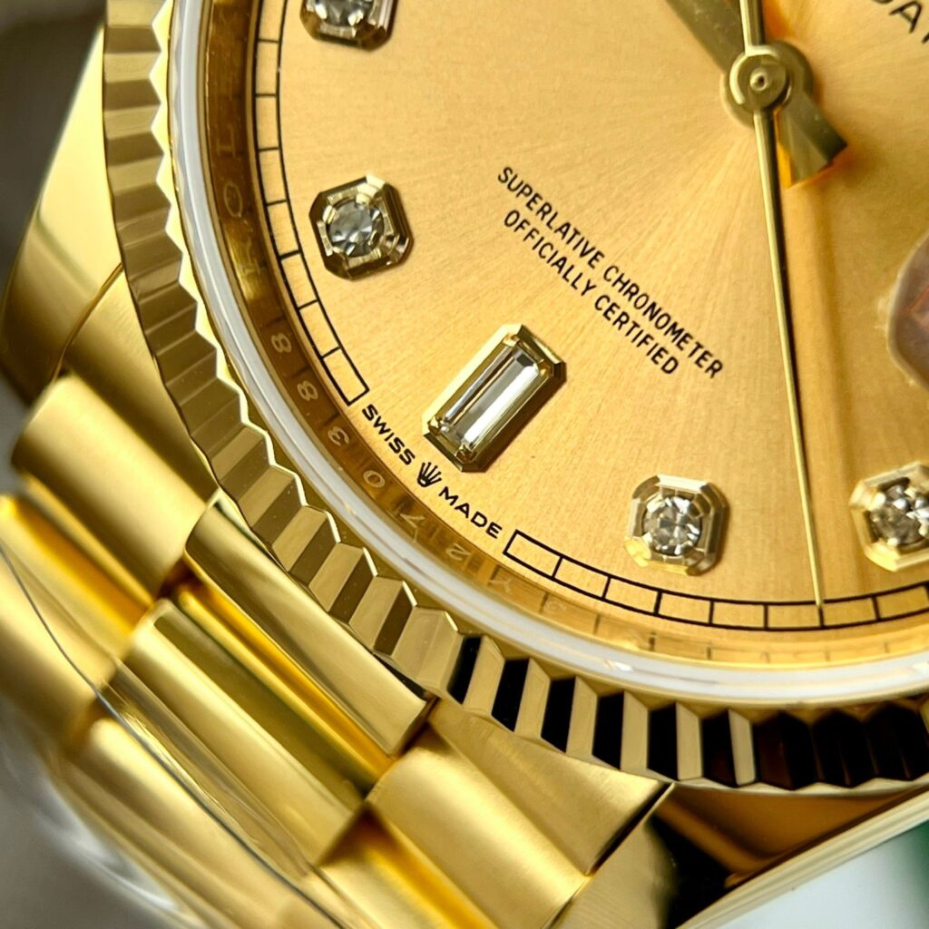 Rolex Day-Date Gold Wrapped Replica Watches Yellow Champagne Dial GMF 36mm (1)