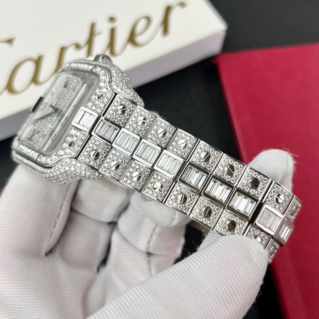 Cartier Santos Iced Out Moissanite Diamonds Best Replica 39 (12)