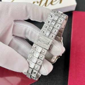 Cartier Santos Iced Out Moissanite Diamonds Best Replica 39 (12)