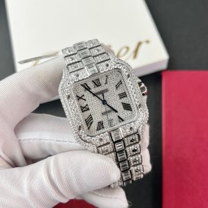 Cartier Santos Iced Out Moissanite Diamonds Best Replica 39 (12)