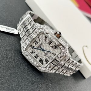 Cartier Santos Iced Out Moissanite Diamonds Best Replica 39 (12)