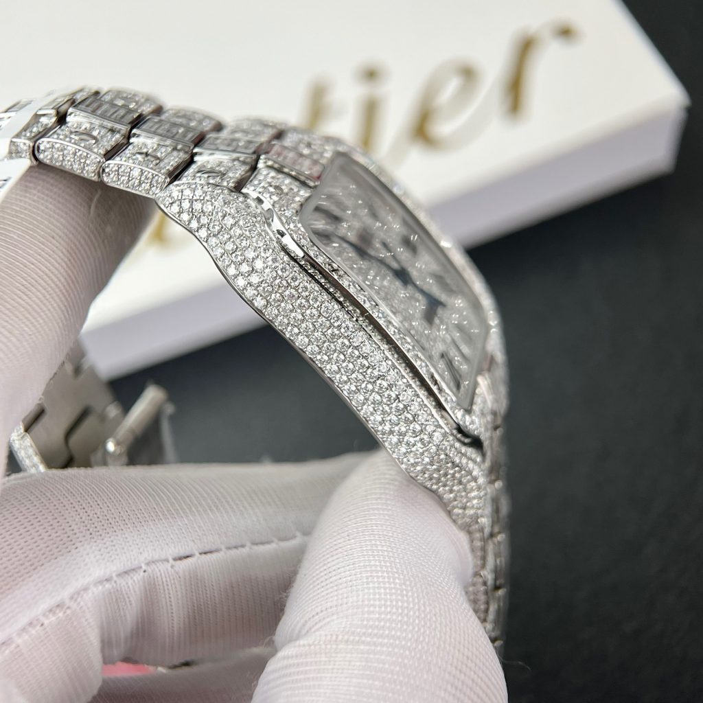 Cartier Santos Iced Out Moissanite Diamonds Best Replica 39 (12)