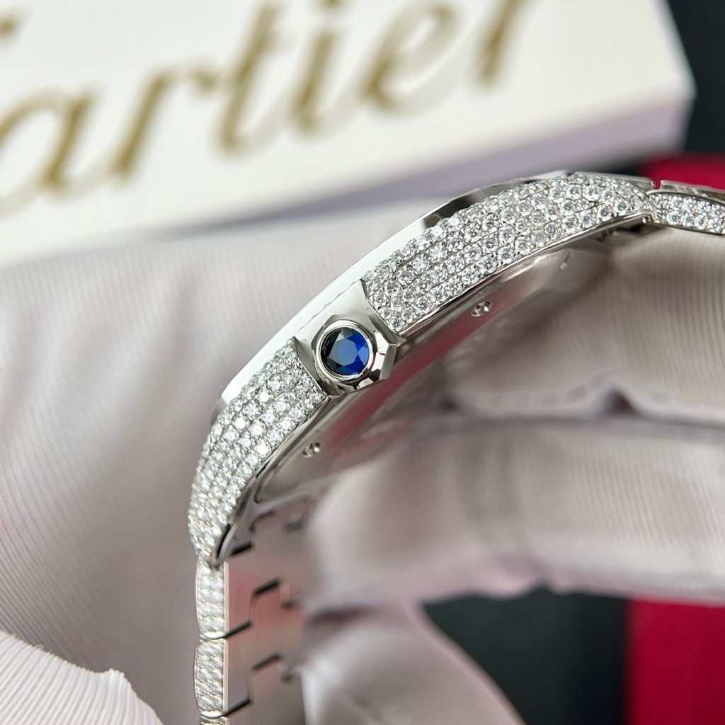 Cartier Santos Iced Out Moissanite Diamonds Best Replica 39 (12)