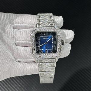 Cartier Santos Iced Out Replica Watches Full Moissanite Diamonds (8)