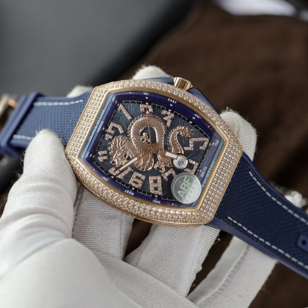 Franck Muller Vanguard Dragon V45 SC DT Blue Dial Rose Gold ABF Factory (10)