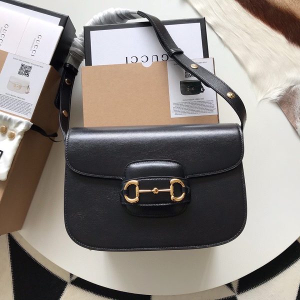 Gucci Horsebit 1955 Mini Black Leather Replica Bags 25cm (2)