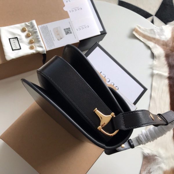 Gucci Horsebit 1955 Mini Black Leather Replica Bags 25cm (2)