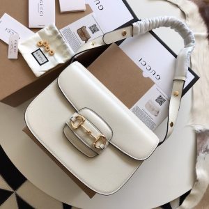 Gucci Horsebit 1955 Mini White Leather Replica Bags 25cm (2)