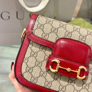 Gucci Horsebit 1955 Shoulder Red Replica Bags Size 25x18x8cm (2)