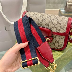 Gucci Horsebit 1955 Shoulder Red Replica Bags Size 25x18x8cm (2)