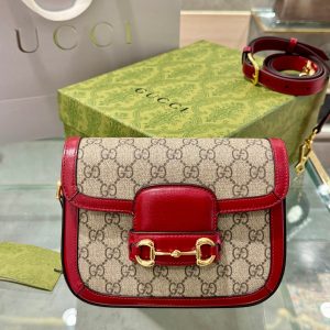 Gucci Horsebit 1955 Shoulder Red Replica Bags Size 25x18x8cm (2)